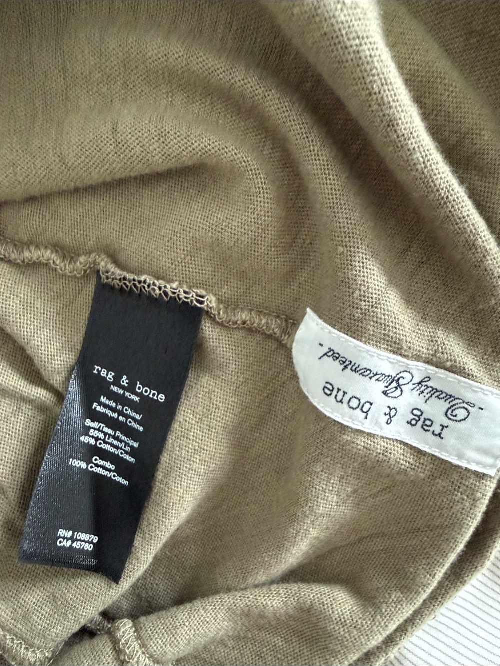 100% Cotton rag & bone Pale Olive Green Men’s Polo T-Shirt - Picture 4 of 8